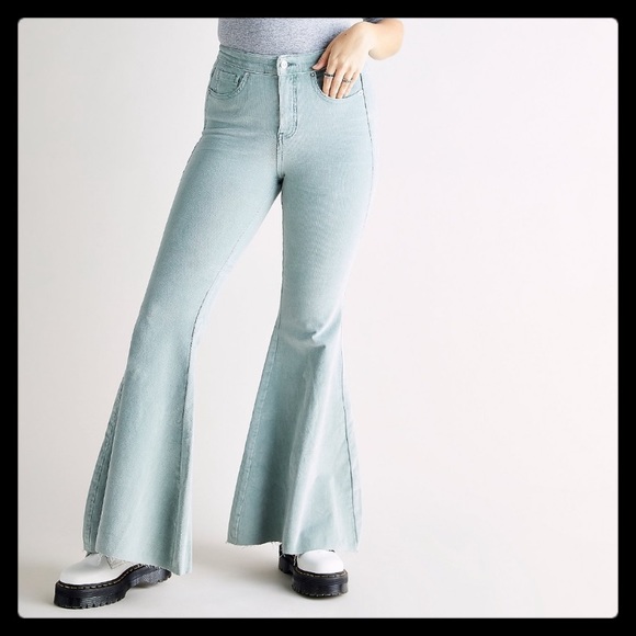 ❤️ Free People CRVY High-Rise Lace-Up Flare Size 31 CRVY Color Mint - Picture 6 of 12